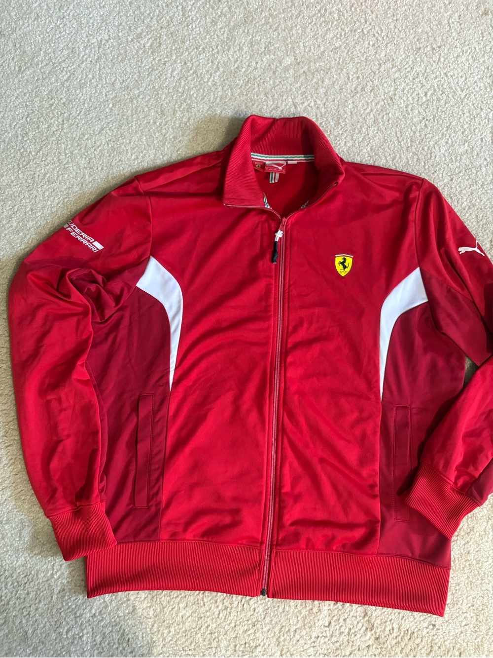 New no tag Puma Red and White Men's Bomber Jacket - Zip Front SZ XL